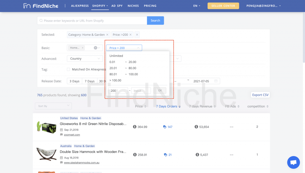 How to use FindNiche to find high-priced products