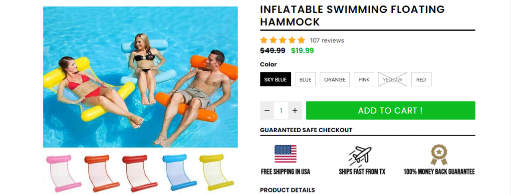 4. Inflatable Swimming Floating Hammock